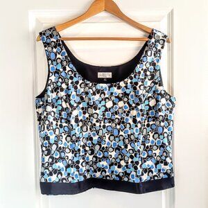 Tahari Petite Blue Abstract Print Silk Sleeveless Top